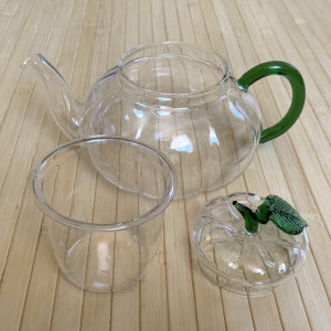 Заварник чайный Зеленый лист стеклянный 600 мл. Photo 2